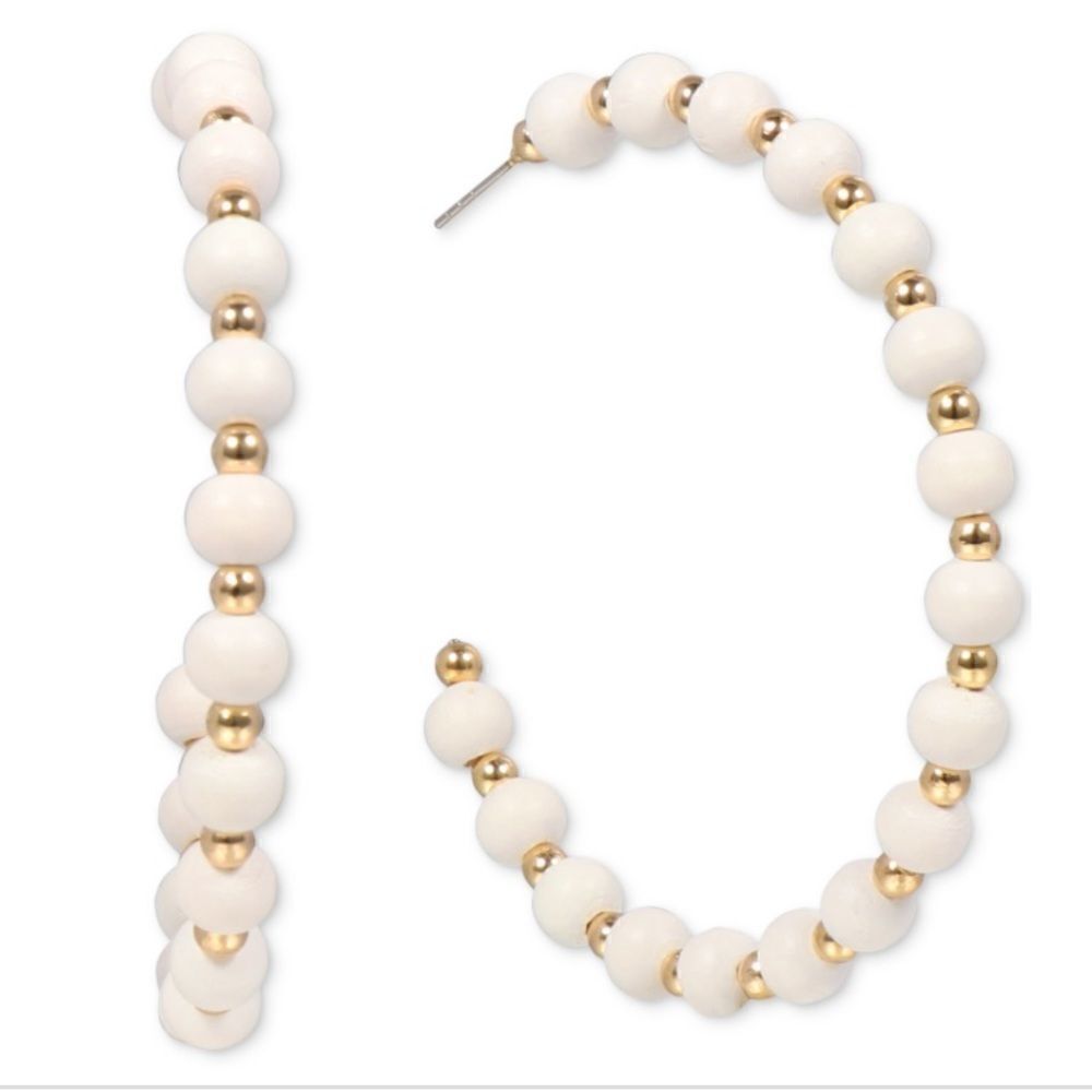 I.n.c. International Concepts Gold-Tone Large Color Bead C-Hoop Earrings, 2.8"